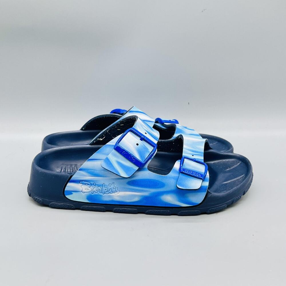 Birkenstock Birki's Sandals Womens 5.5 Blue Synthetic Tie Dye Buckle Slide Shoes